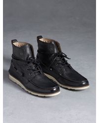 John Varvatos | Black Lugger Boat Boot for Men | Lyst