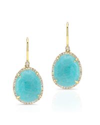 Anne Sisteron - Blue 14kt Yellow Gold Diamond Oval Amazonite Diamond Earrings - Lyst