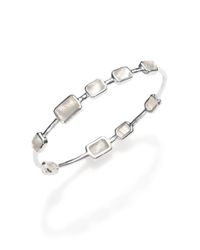 Ippolita | Metallic Rock Candy Mother-of-pearl, Clear Quartz & Sterling Silver Rectangle Doublet Station Bangle Brac | Lyst