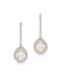 Anne Sisteron - Metallic 14kt White Gold And Yellow Gold White Topaz Diamond Double Halo Earrings - Lyst