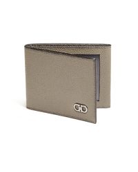 Ferragamo | Gray Ten-forty One Pebbled Leather Trifold Wallet for Men | Lyst