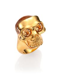 Alexander McQueen | Metallic Small Mask Skull Ring | Lyst