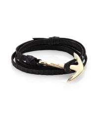 Miansai | Black 18kt-rose Gold Plated Anchor Exotic Shark Leather Bracelet | Lyst