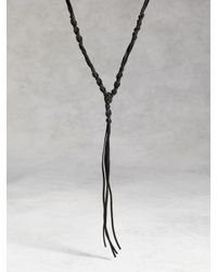 John Varvatos | Black Leather Fringe Dna Necklace for Men | Lyst