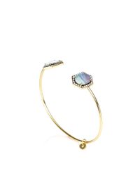 Jemma Wynne | Blue One Of A Kind Double Oval Opal Bangle with Blackened Pave Halos | Lyst