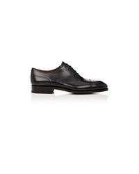 Carmina Shoemaker Black Leather Cap-toe Balmorals for men