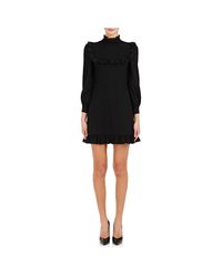 Saint Laurent Black Ruffled-tulle Shift Dress