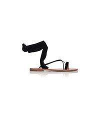 Valentino Black Velvet & Leather Ankle-wrap Sandals
