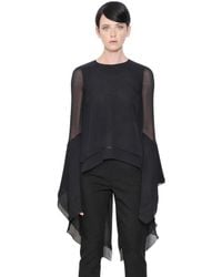 Antonio Berardi | Black Ruffled Stretch Cady & Georgette Top | Lyst
