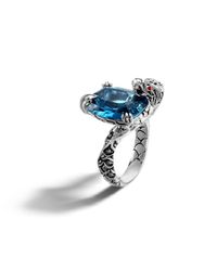 John Hardy | Blue Braided Chain Band Ring With Moon Quartz And Diamond | Lyst