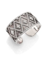 Jude Frances | Metallic Soho White Topaz & Sterling Silver Large Crisscross Michelle Flower Cuff Bracelet | Lyst