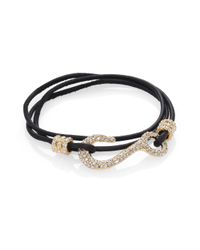 Giles & Brother | Black Crystal & Leather Hook Bracelet | Lyst
