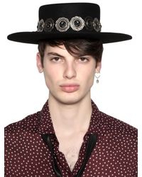 April77 | Black Felt Hat With Detachable Necklace | Lyst