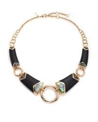 Alexis Bittar | Metallic Sport Deco Lucite & Black Mother-of-pearl Liquid Ring Bib Necklace | Lyst