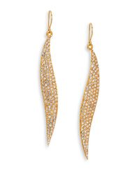 ABS By Allen Schwartz | Metallic Pave Wave Drop Earrings/goldtone | Lyst