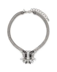Kenneth Jay Lane | Metallic Crystal Pendant Chain Necklace | Lyst