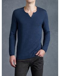 John Varvatos | Blue Eyelet Placket Sweater for Men | Lyst