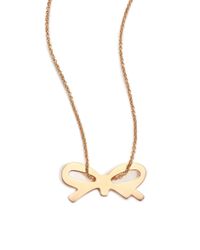 Ginette NY | Pink 18k Rose Gold Mini Bow Pendant Necklace | Lyst