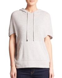 Saks Fifth Avenue | Gray Cashmere Hooded Short-sleeve Top | Lyst