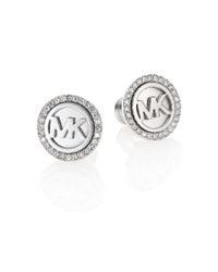 Michael Kors | Metallic Heritage Monogram Logo Stud Earrings | Lyst