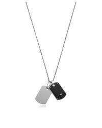 Emporio Armani - Gray Iconic Stainless Steel And Carbon Fiber Print Men's Necklace - Lyst