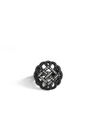 John Hardy | Metallic Classic Chain Black Ruthenium Plating Round Woven Braided Ring | Lyst