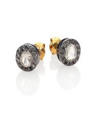 Iam By Ileana Makri | Metallic Polki Raw Diamond, 14k Yellow Gold & Oxidized Silver Stud Earrings | Lyst