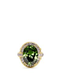 CZ by Kenneth Jay Lane | Green Crystal Pavé Cubic Zirconia Oval Ring | Lyst