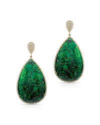 Anne Sisteron - 14kt Yellow Gold Green Turquoise Diamond Earrings - Lyst