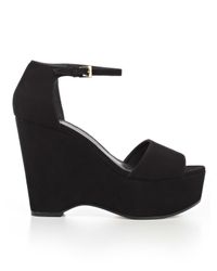 MICHAEL Michael Kors - Black Claire Mid Wedge Sandalo Fascia Camoscio - Lyst