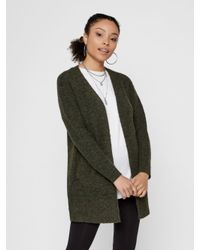 Pieces Open Voorkant Wolmix Vest Green