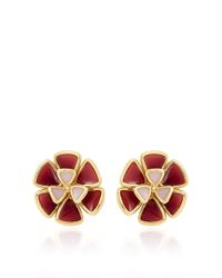 Alison Lou | Red Glass Enamel Wildflower Stud | Lyst