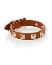 Valentino | Brown Rockstud Small Leather Bracelet | Lyst
