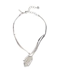 Oscar de la Renta | Metallic Delicate Silver Tulip Necklace | Lyst