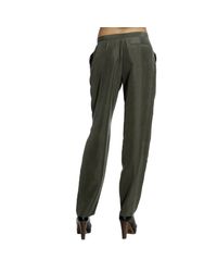 Emporio Armani | Green Trouser Slant Pocket Silk Washed Pince | Lyst