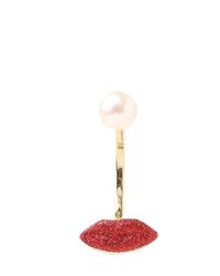 Delfina Delettrez | Glittered Lips & Pearl Mono Earring | Lyst