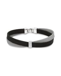 Alor - Black Two Tone Crisscross Cable Bracelet With Diamonds - Lyst