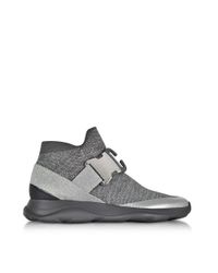 Christopher Kane - Gray High Top Lurex Grey & Silver Sneaker - Lyst