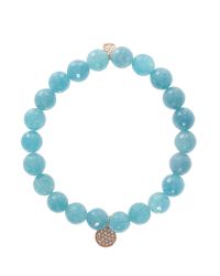 Sydney Evan | Blue Quartz Disc Bracelet | Lyst