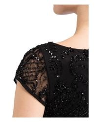 Adrianna Papell Black Abendkleid mit Spitzenbesatz