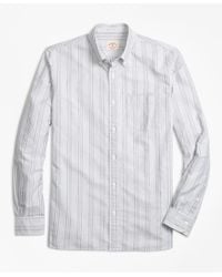 Brooks Brothers Gray Stripe Supima® Cotton Oxford Sport Shirt for men