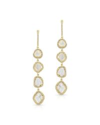 Anne Sisteron - 14kt Yellow Gold 4 Diamond Sliced Drop Earrings - Lyst