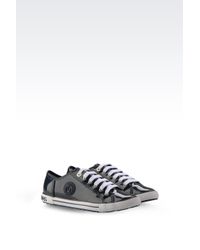 Armani Jeans | Blue Leather Low-Top Sneakers | Lyst