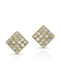 Anne Sisteron - 14kt Yellow Gold Diamond Mini Square Stud Earrings - Lyst