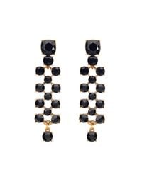 Oscar de la Renta | Black Swarovski Crystal Checkered Earrings | Lyst