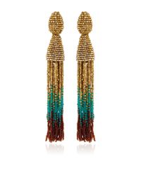Oscar de la Renta | Multicolor Ombre Beaded Tassel Earrings | Lyst