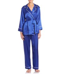 Oscar de la Renta | Blue Three-piece Pajama Set | Lyst