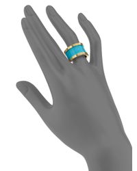 Michael Kors | Metallic Faux Turquoise Barrel Ring | Lyst