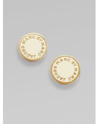 Marc By Marc Jacobs | Natural Enamel Logo Disc Stud Earrings | Lyst