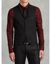 John Varvatos | Black Linen Shawl Collar Vest for Men | Lyst